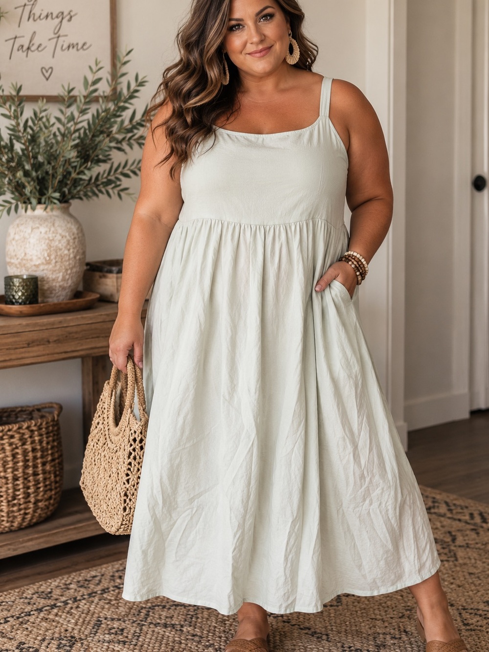 Old Navy Plus-Size Sleeveless Maxi Dress in Sage Green